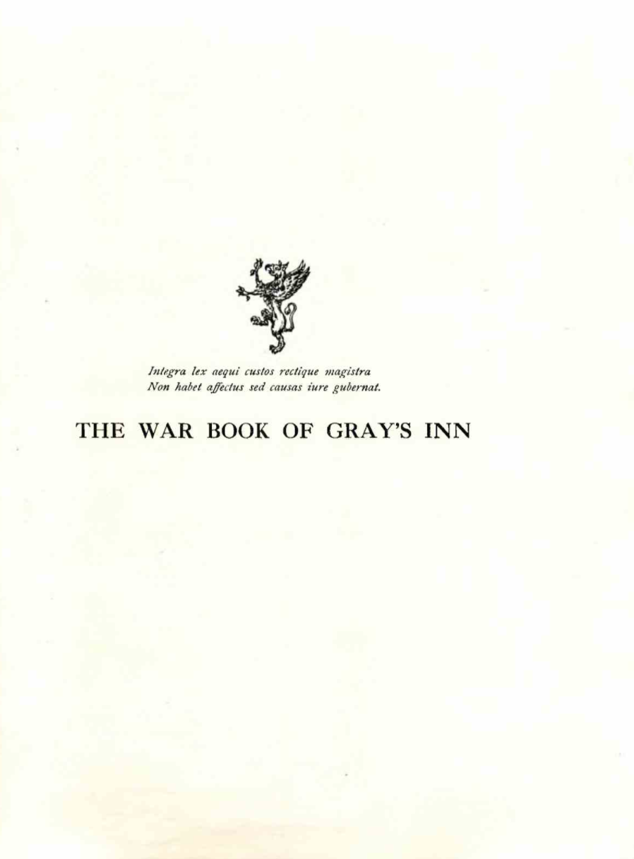 The War Book of Gray's Inn