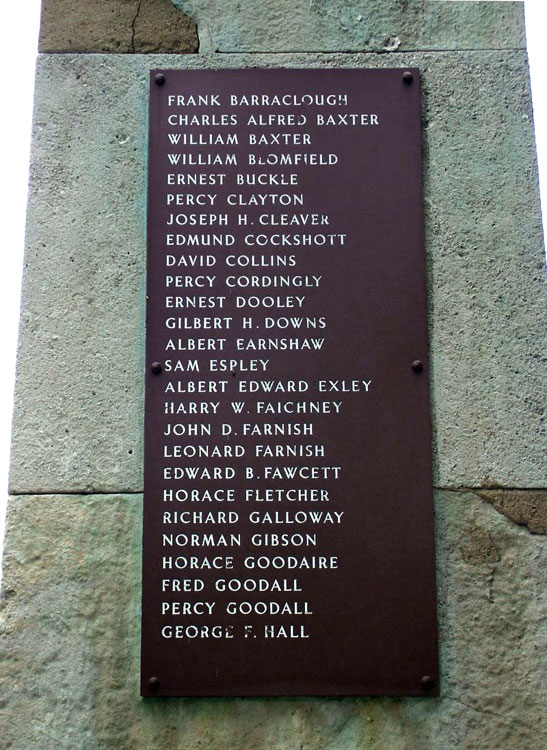 First World War Names (1) on the Greengates (Bradford) War Memorial