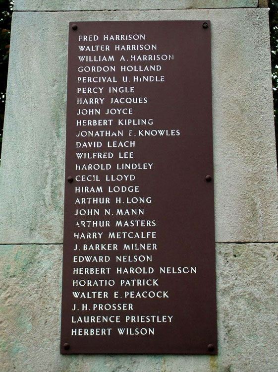 First World War Names (2) on the Greengates (Bradford) War Memorial