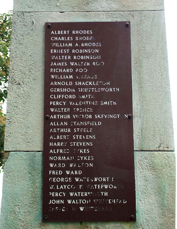 First World War Names (3) on the Greengates (Bradford) War Memorial