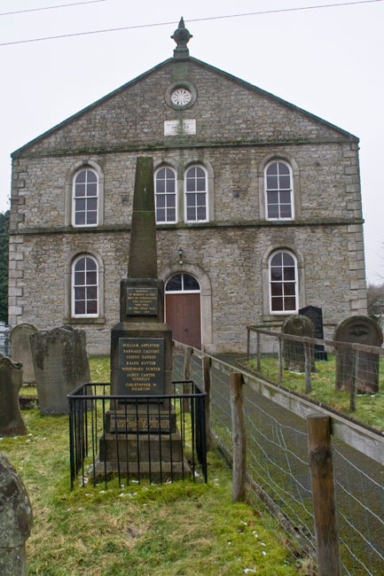 The Wesleyan Chapel, Gunnerside, and the War Memorial.