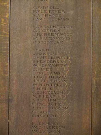 Names "F" - "J", Halifax Minster War Memorial
