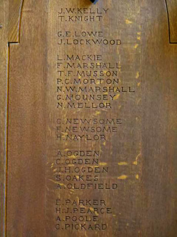 Names "K" - "P", Halifax Minster War Memorial
