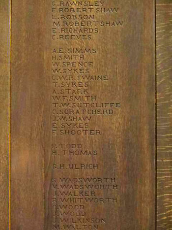 Names "R" - "W", Halifax Minster War Memorial