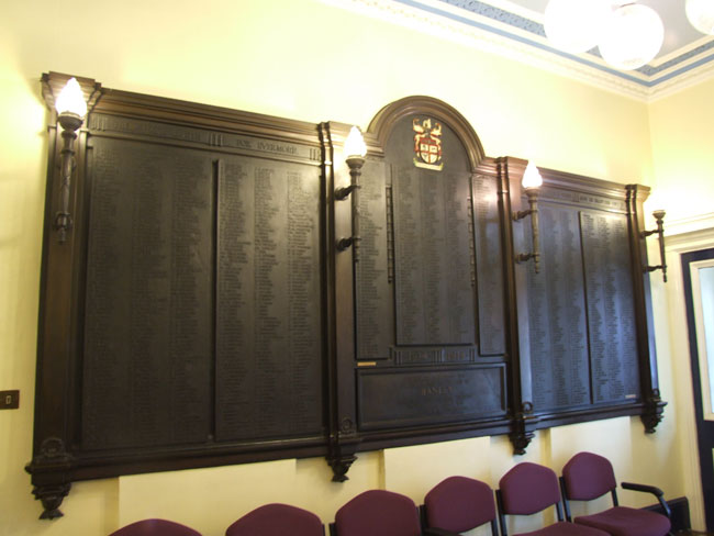 The War Memorial Roll of Honour for Hanley, Stoke-on-Trent, located in the Town Hall.