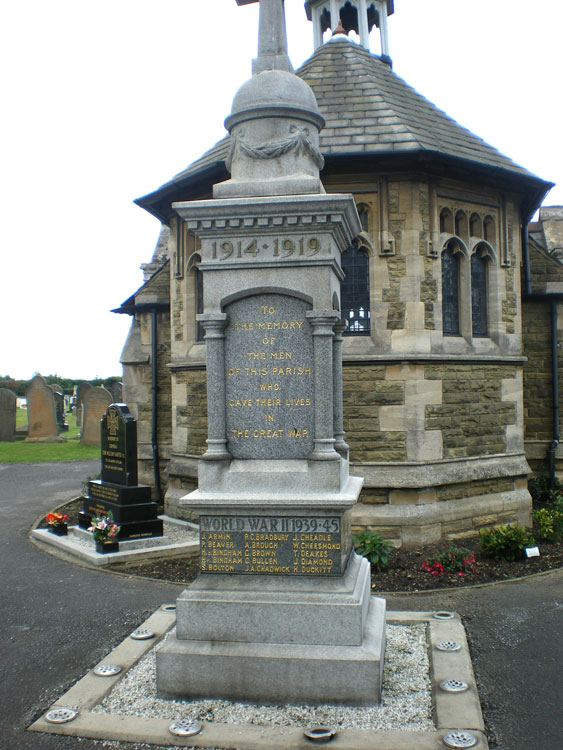 The War Memorial for Hatfield Woodhouse in the Entrance to Hatfield Woodhose cemetery (Doncaster)