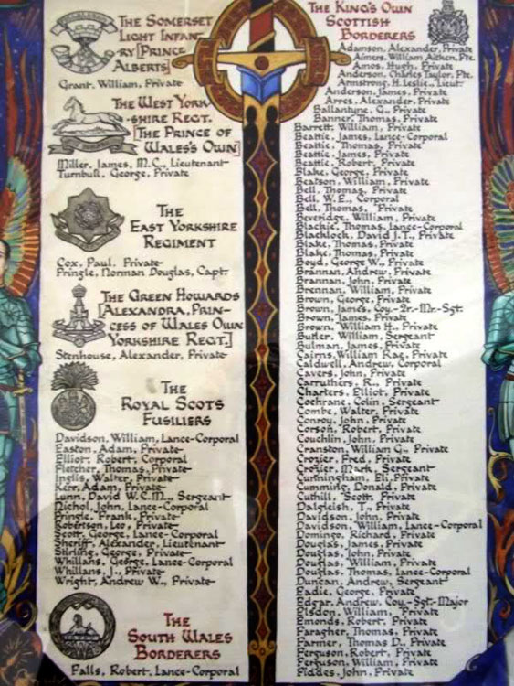 The Name of Private Stenhouse on the Roll of Honour of the Burgh of Hawick