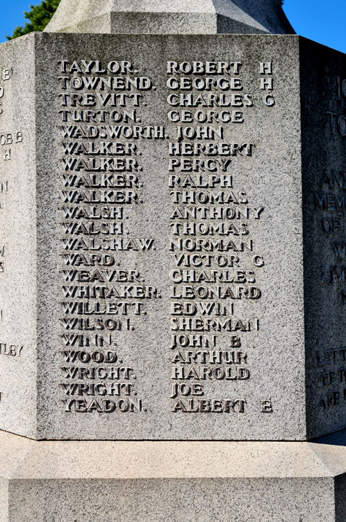 First World War Commemorations including Serjeant walshaw and Private Wilson on the Heckmondwike War Memorial