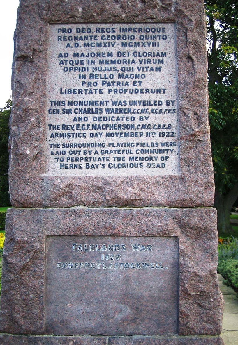 The Dedication on the War Memorial, - Herne Bay, Kent.