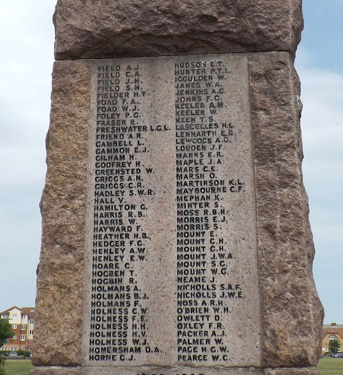 Sydney Morris' Name on the War Memorial for Herne Bay, Kent