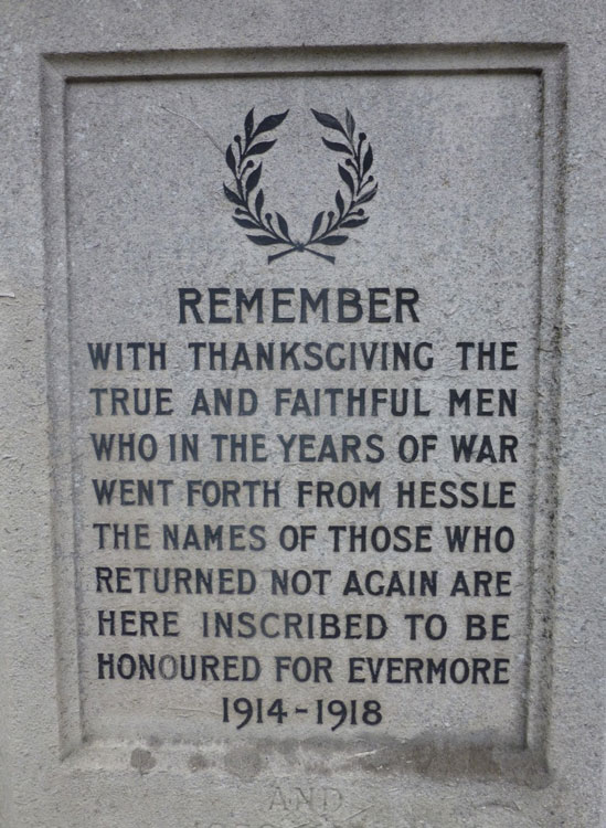 The Dedication on the War Memorial for Hessle