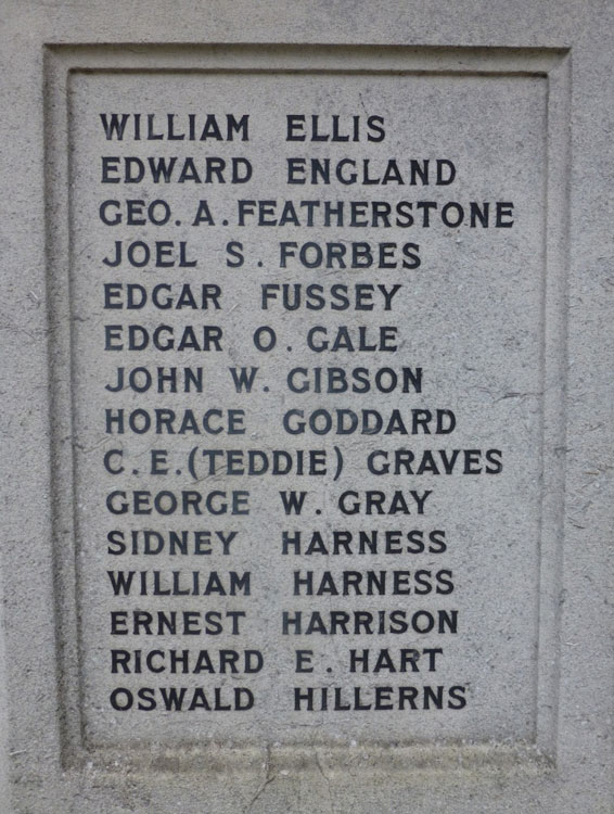 Private Edgar Fussey's Name on the War Memorial for Hessle