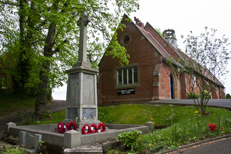 The War Memorial for High Spen (Gateshead) in front of St. Patrick's Church