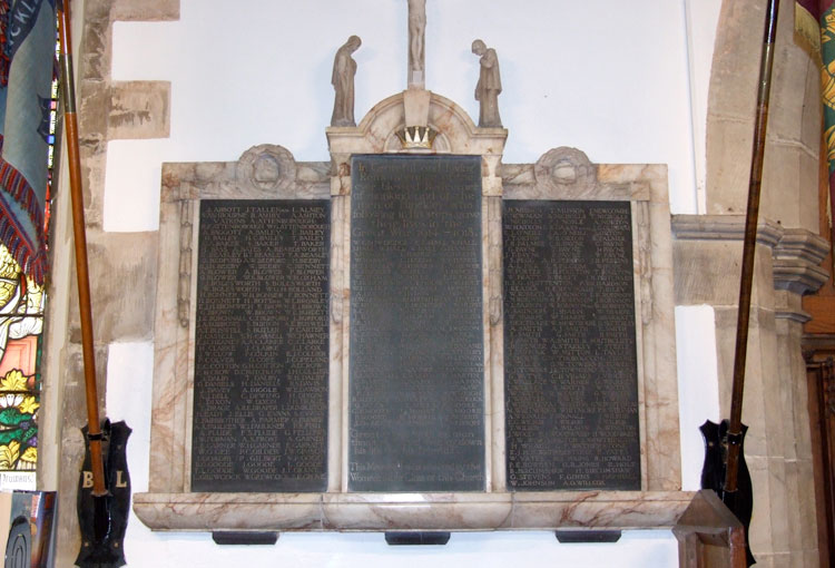 The War Memorial in St. Mary's Church, Hinckley (Leics)