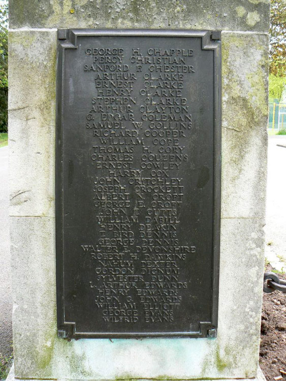 Private Elliott's Name on the Hucknall Cenotaph