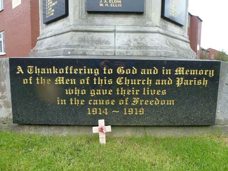 The Dedication on the War Memorial for Hunslet, Leeds