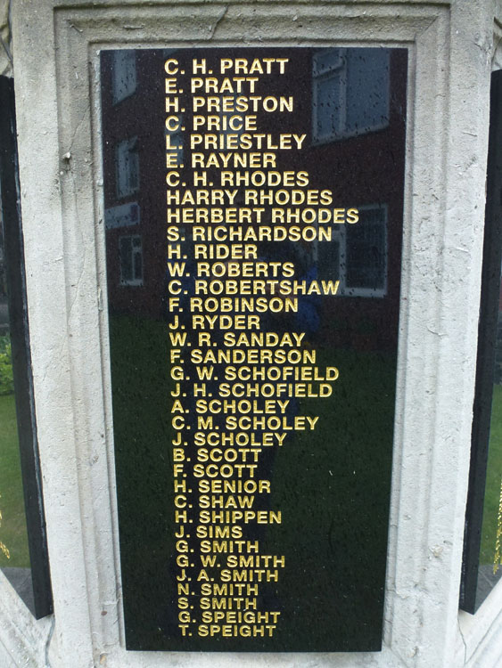 Samuel Smith's Name on the War Memorial for Hunslet, Leeds