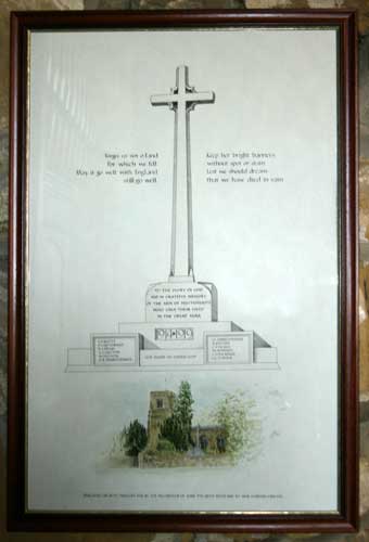 The design for Husthwaite's War Memorial, retained in the Church of St. Nicholas.