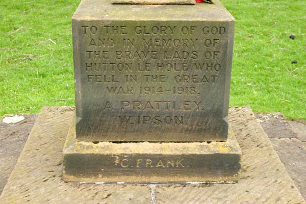 The inscription to those who fell on the Hutton-le-Hole War Memorial. (Photo : Edward Nicholl)