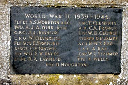 Second World War Commemorations on the Irchester War Memorial.