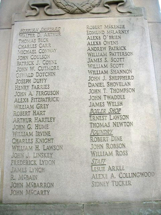 One of the Commemorative Faces on the Palmer Shipyard, Jarrow, War Memorial