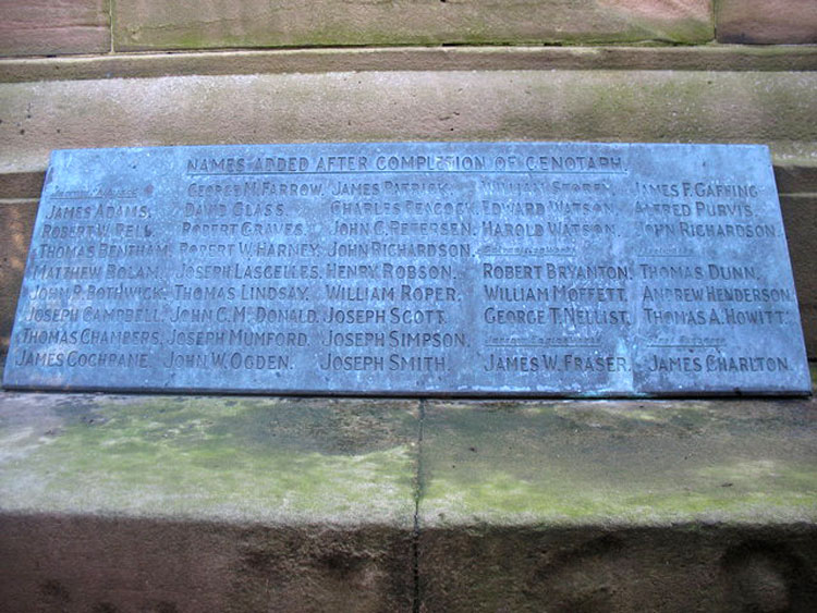 One of the Additional Commemorative Faces on the Palmer Shipyard, Jarrow, War Memorial