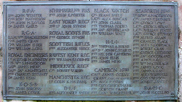 The Name of John Symon on the War Memorial for Keith (Moray, Scotland)