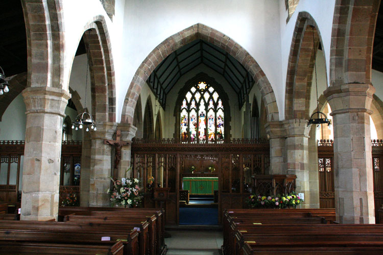 The interior of All Saints' Church, Kirkbymoorside, showing the rood screen. 