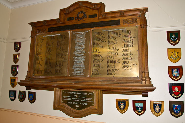 The War Memorial Inside the Memorial Hall, Kirkbymoorside 