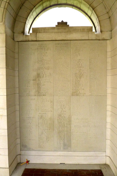 Yorkshire Regiment Commemorations on the Le Touret Memorial.