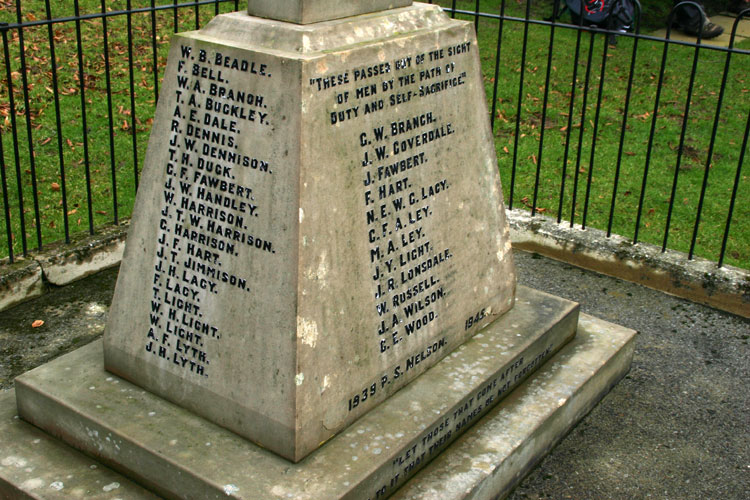 (Left) Names "B" - "L" of those Who Fought and Survived on the Lealholm War Memorial. 