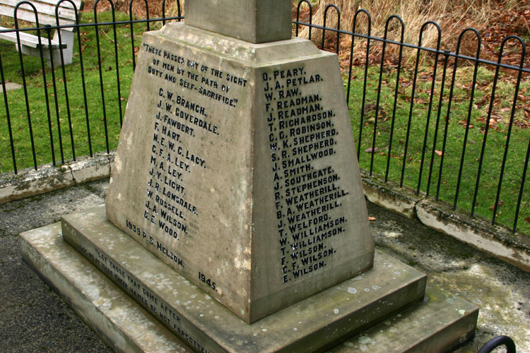 (Right) Names "P" - "W" of those Who Fought and Survived on the Lealholm War Memorial. 