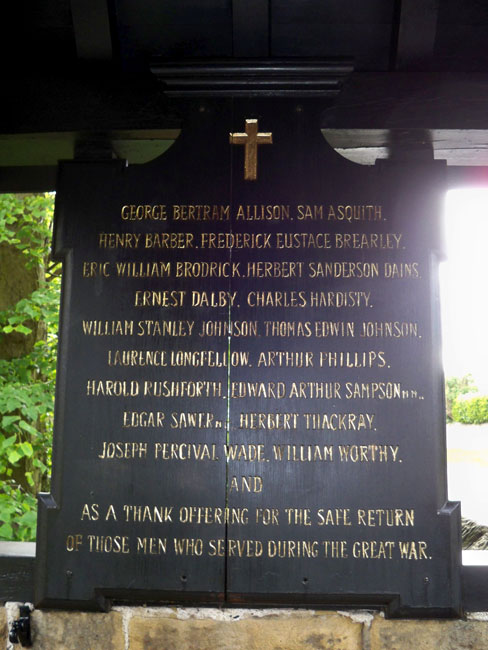 The War Memorial in the gate of St. Mary Magdalene's Church, East Keswick (Leeds)