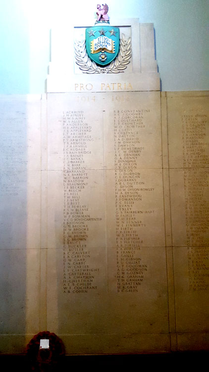 The First Panel of the War Memorial in the Brotherton Librray, Leeds University