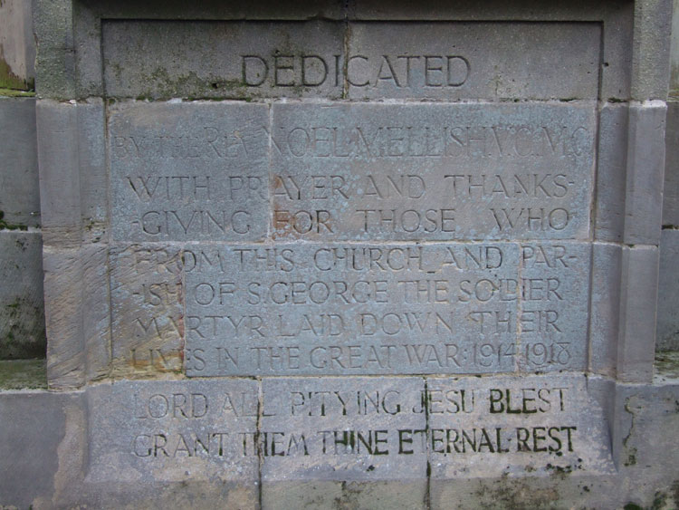 The Dedication on the War Memorial for St. George's, Leicester