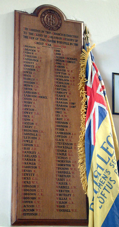 The Roll of Honour inside St. Leonard's Church, Loftus