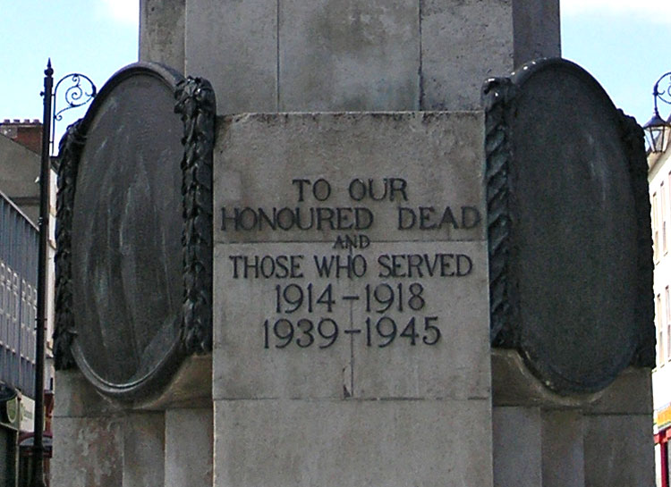 The Dedication on the War Memorial for Londonderry, N Ireland, Showing Two of the Commemorative Plaques