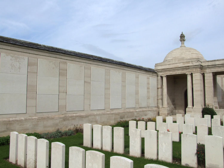 Commorative Panels on the Loos Memorial and Headstones in Dud Corner Cemetery