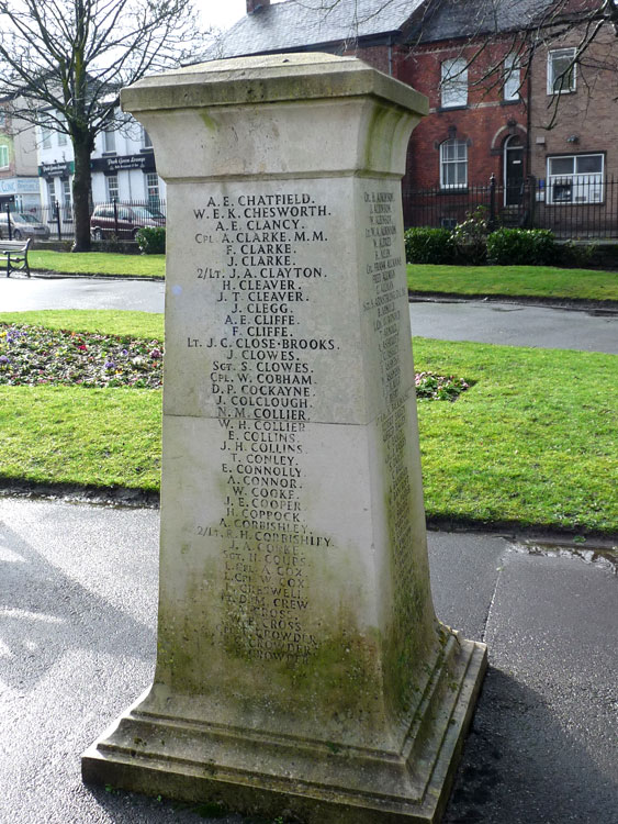 L/Col Cox's Name on the Macclesfield War Memorial