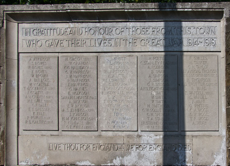 The First World War Commemorations on the Malton Memorial.