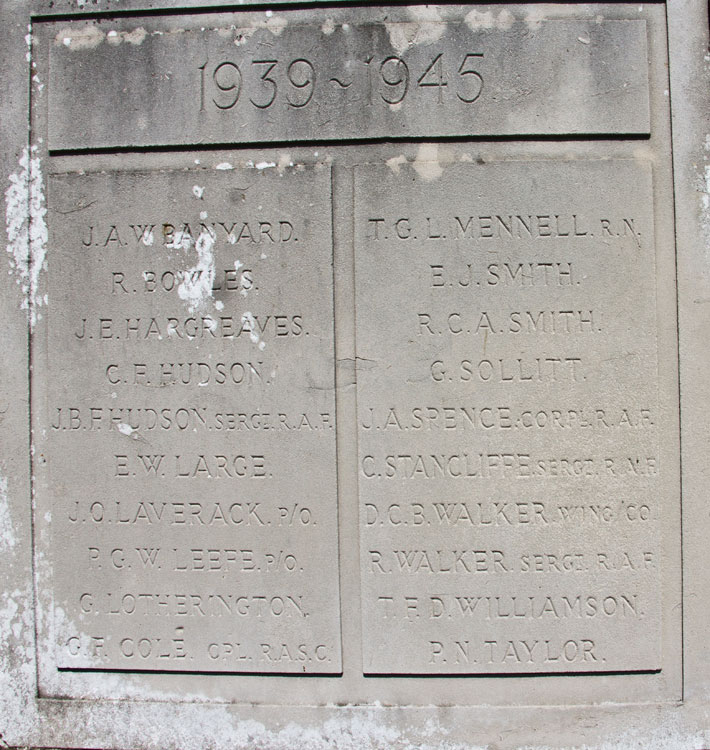 The Second World War Commemorations on the Malton Memorial.