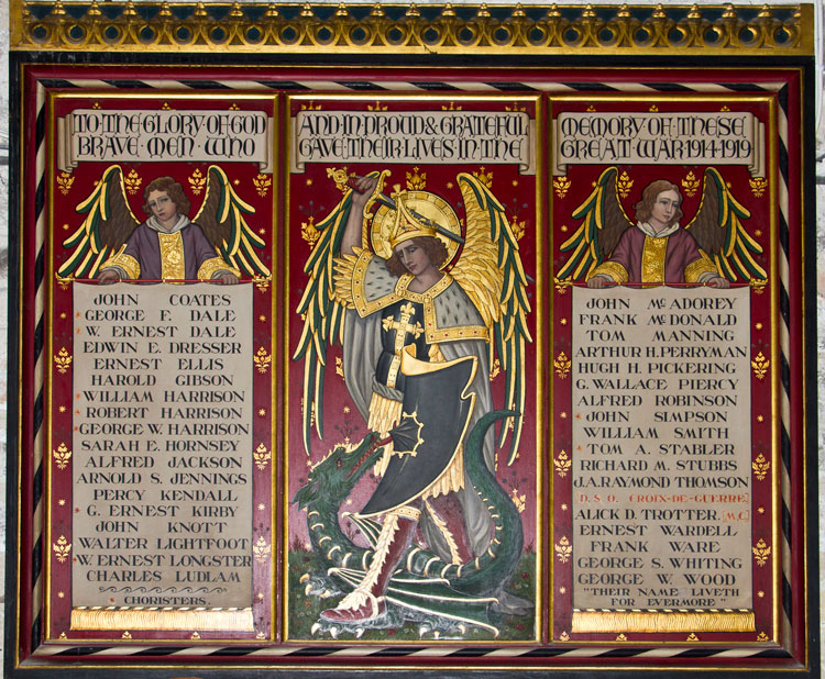 The First World War Memorial in St. Michael's Church, Malton