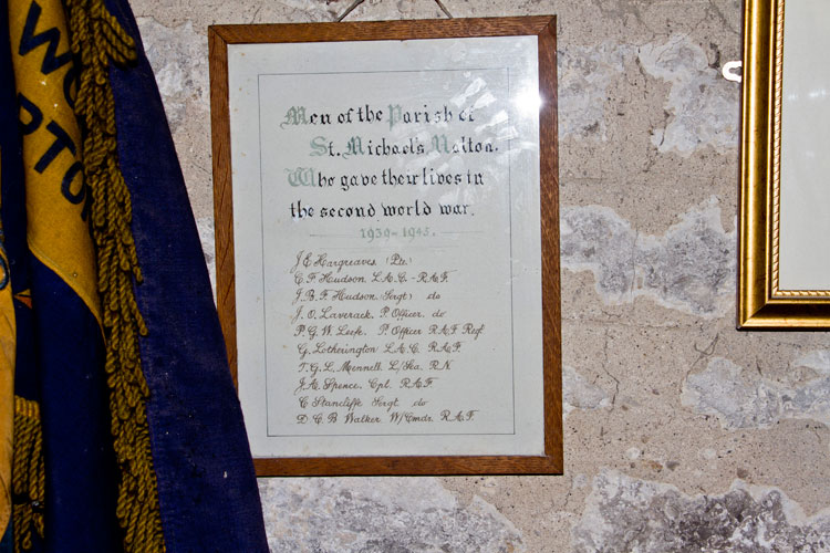 The Second World War Memorial in St. Michael's Church, Malton