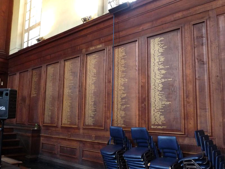 The First World War Memorial Commemorative Boards in Manchester Grammar School