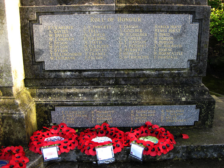 First World War Names "C" - "H" on the War Memorial for Marsden (Kirklees)