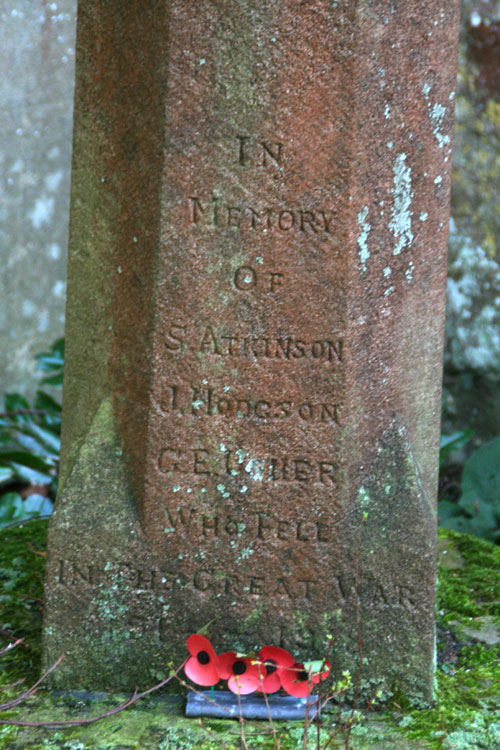 Commemorations on the Memorial Cross outside St. Edmund's Church, Marske (Swaledale)