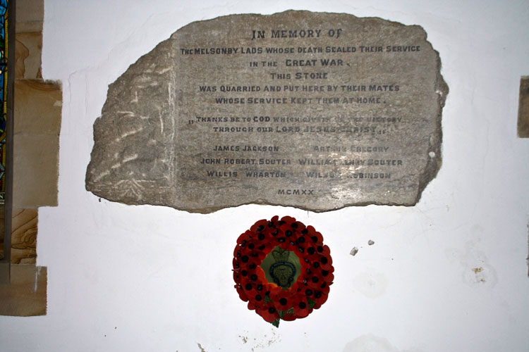 The War Memorial in the church of St. James the Great, Melsonby