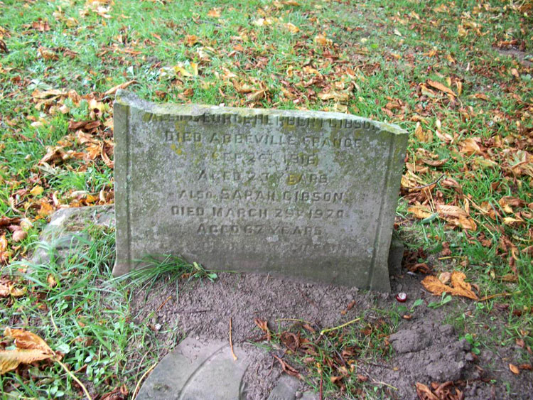 The Family Headstone in Melsonby (St. James the Great) Churchyard Commemorating George Herbert Gibson and His Mother