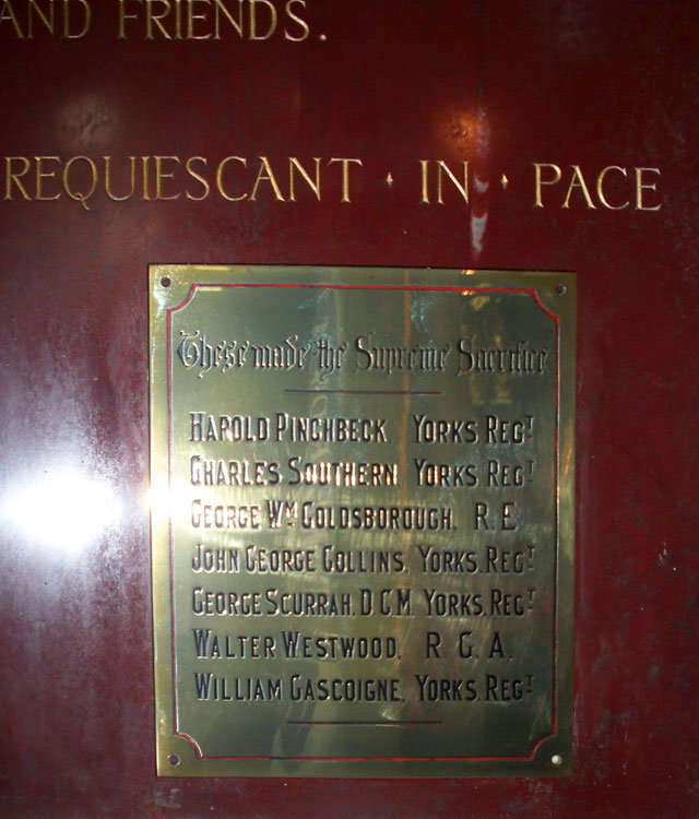 The First World War Memorial, All Saints' Church (Middlesbrough)