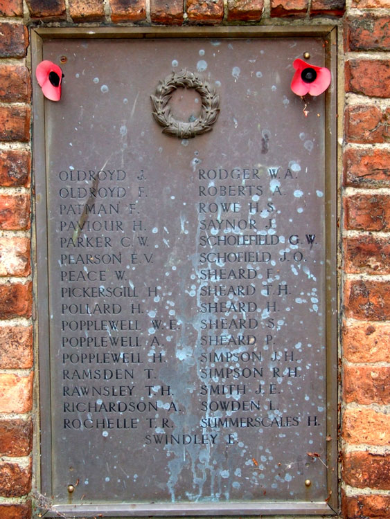 Names "Old" - "Sw" on the Mirfield War Memorial